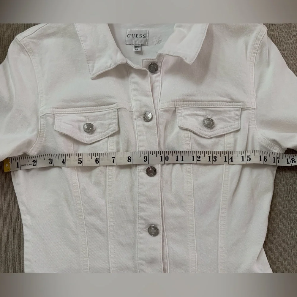 Guess Women's White  peplum Jean Jacket - Picture 11 of 13